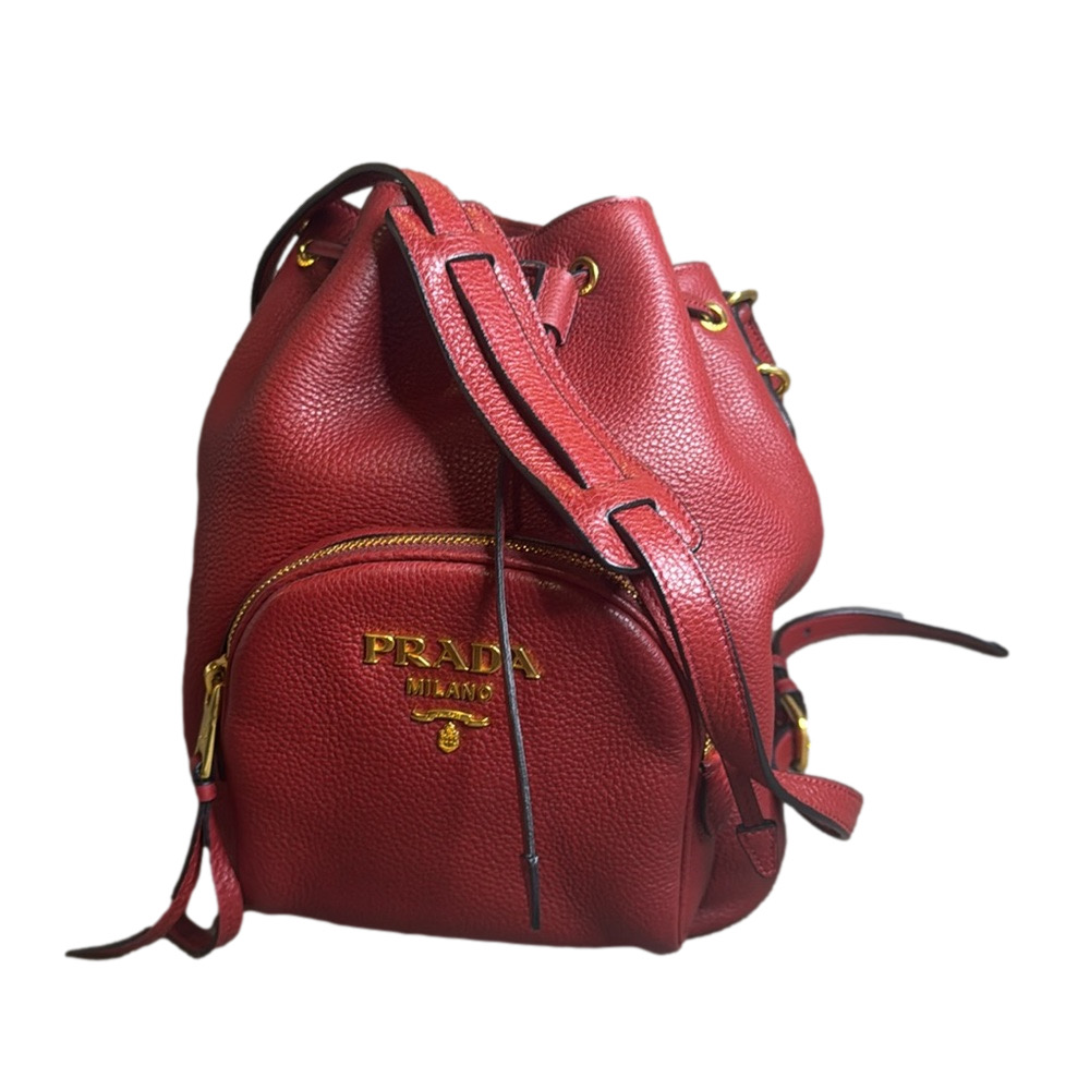Prada Vitello Daino Rubino Leather Bucket Bag Shoulder Bag - Picture 2 of 9